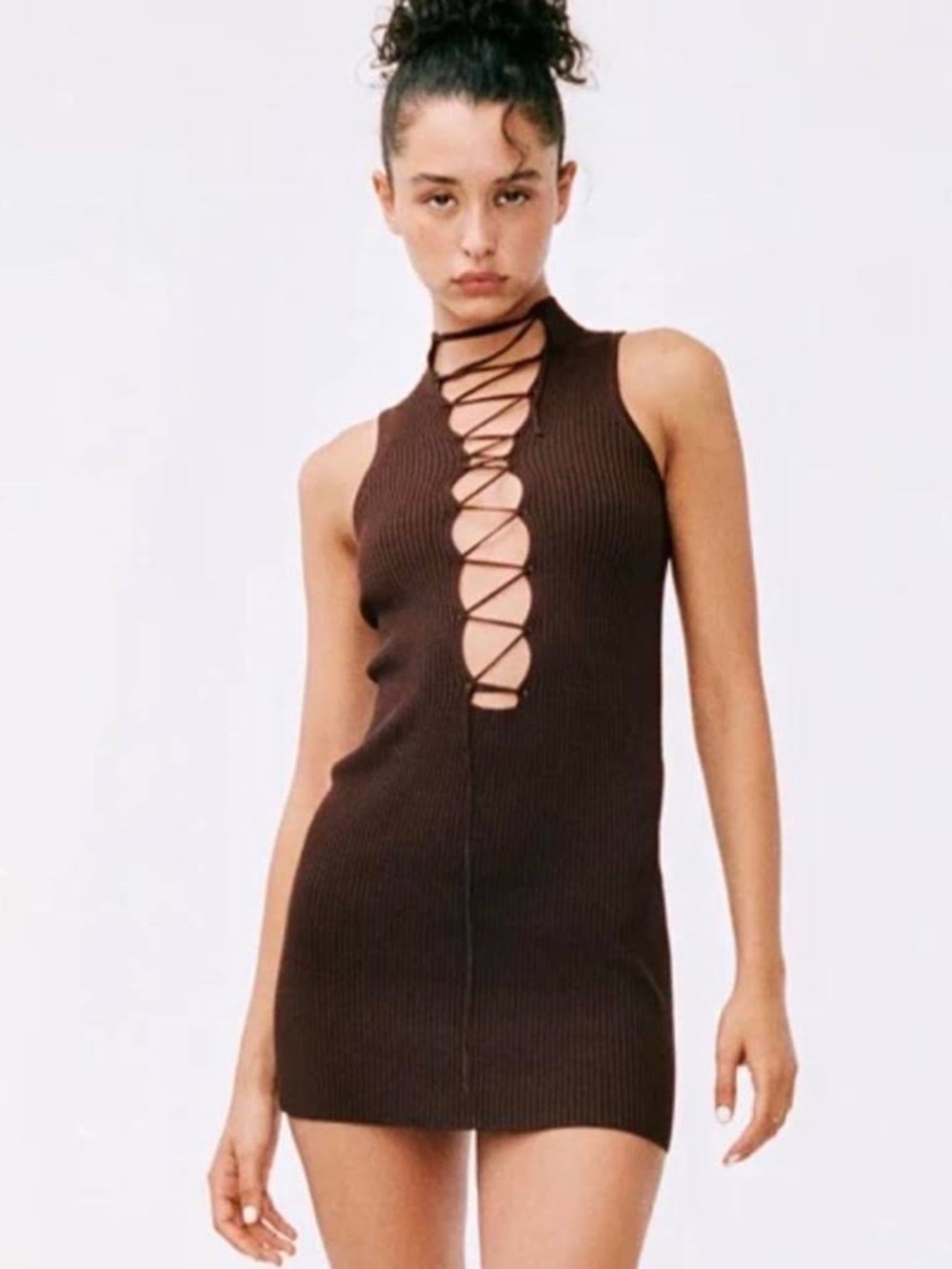 With Jean Amethyst Brown Mini Dress